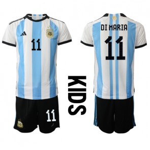 Maillot de foot Argentine Angel Di Maria #11 Domicile enfant Monde 2022 Manches Courte (+ pantalon court)